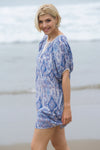 Merlyn Yoke Tunic/Dress w/ Bubble Sleeves, Ikat Print