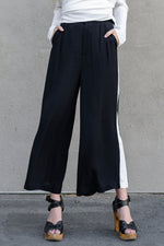 Riley Convertible Wide-Leg Side Stripe Pants, Solid